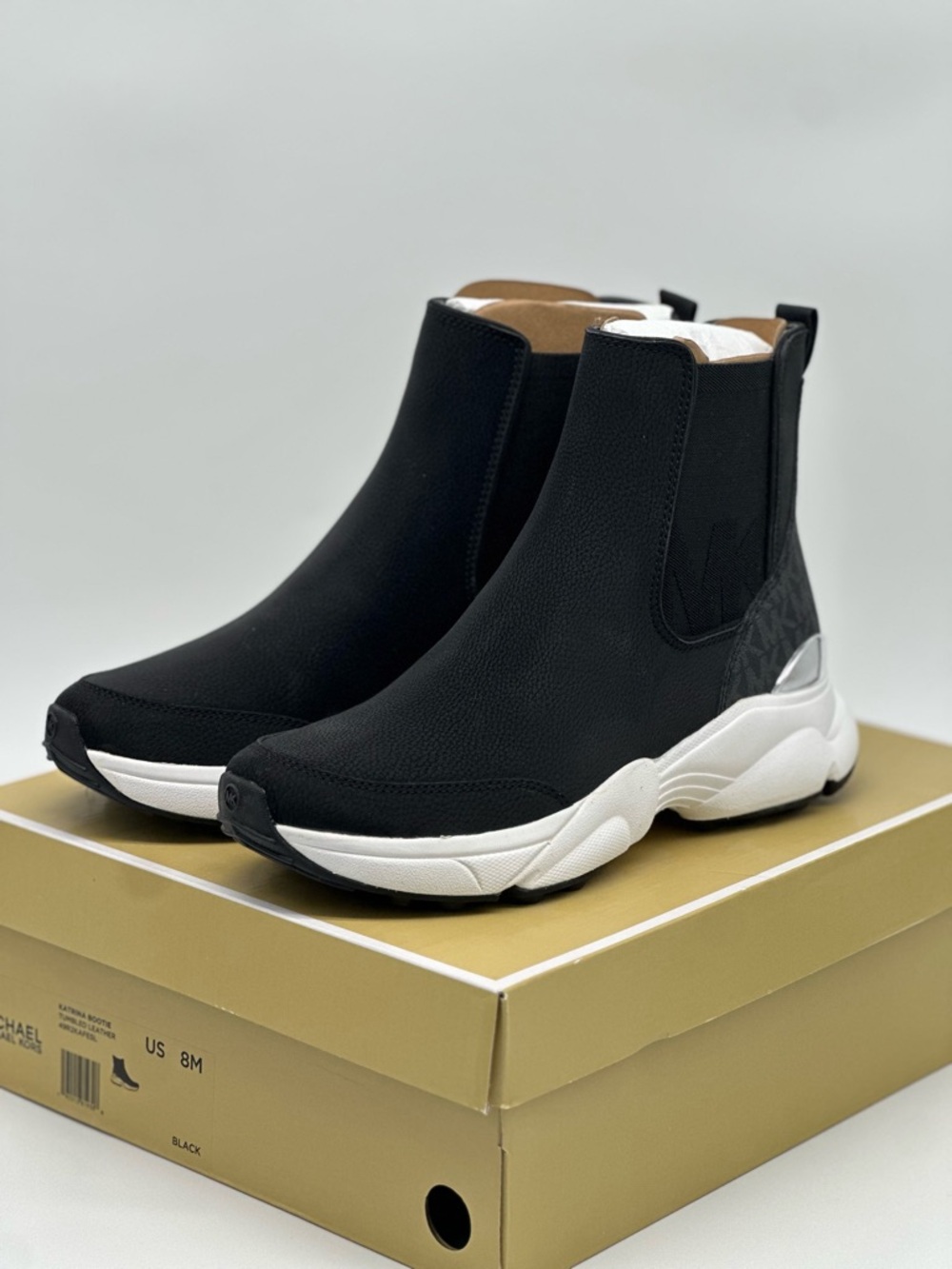 Michael Kors Black and White Platform Sock Boot Sneakers